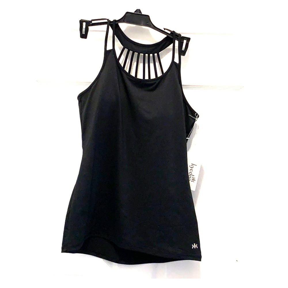 Black active wear top with built in bra